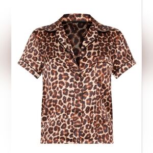 PrettyLittleThing Leopard Button Up Pajama Top Sz 12